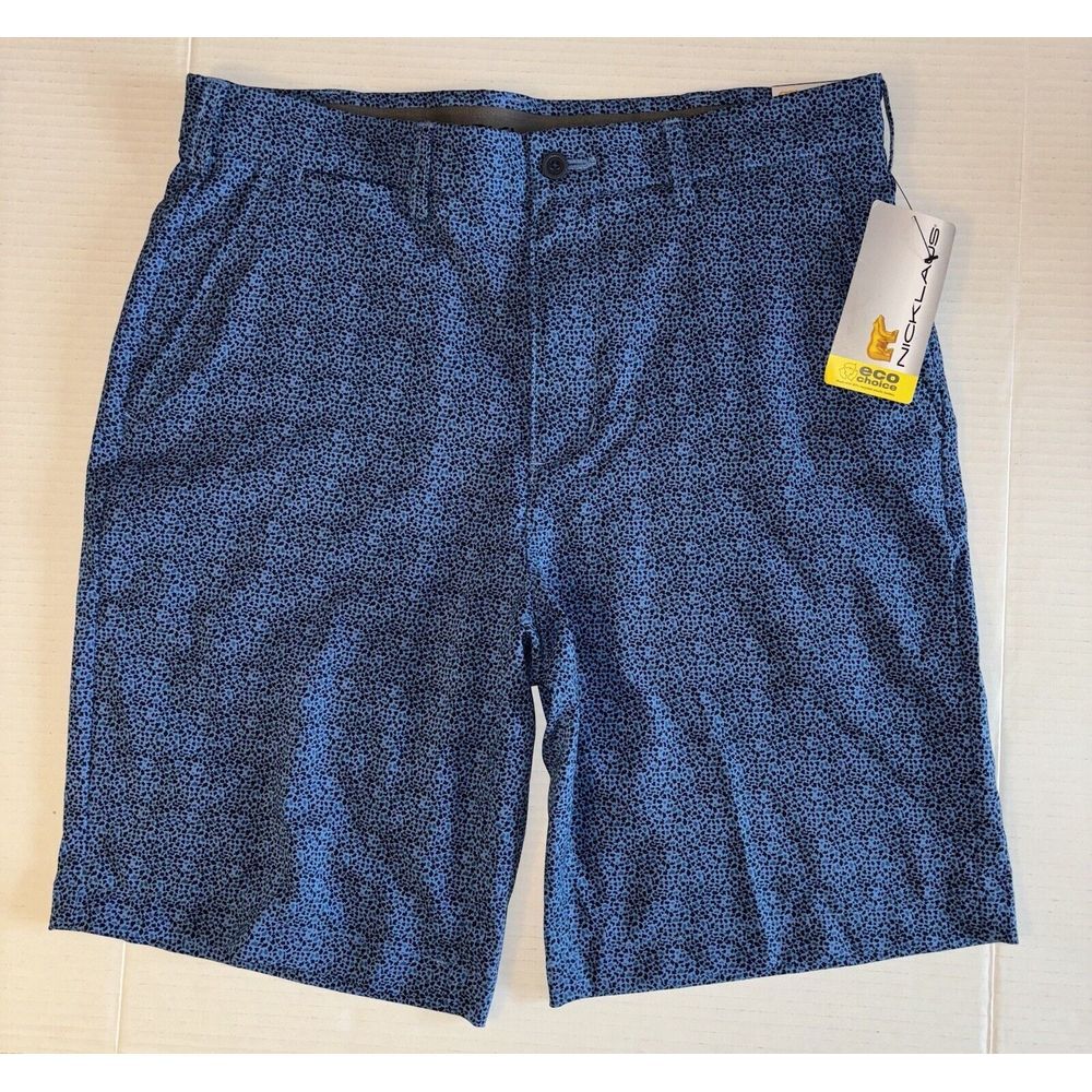 NWT Jack Nicklaus Golf Chino 9" Shorts Men's 32 Stretch UPF 50 Navy Blue Speckle